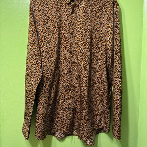Never worn! Cheetah Print Button Up Dress Shirt - Picture 2 of 3